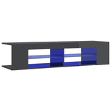 TV Cabinet with LED Lights High Gloss Grey 135x39x30 cm - Front View