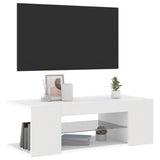 TV Cabinet with LED Lights White 90x39x30 cm - Side View