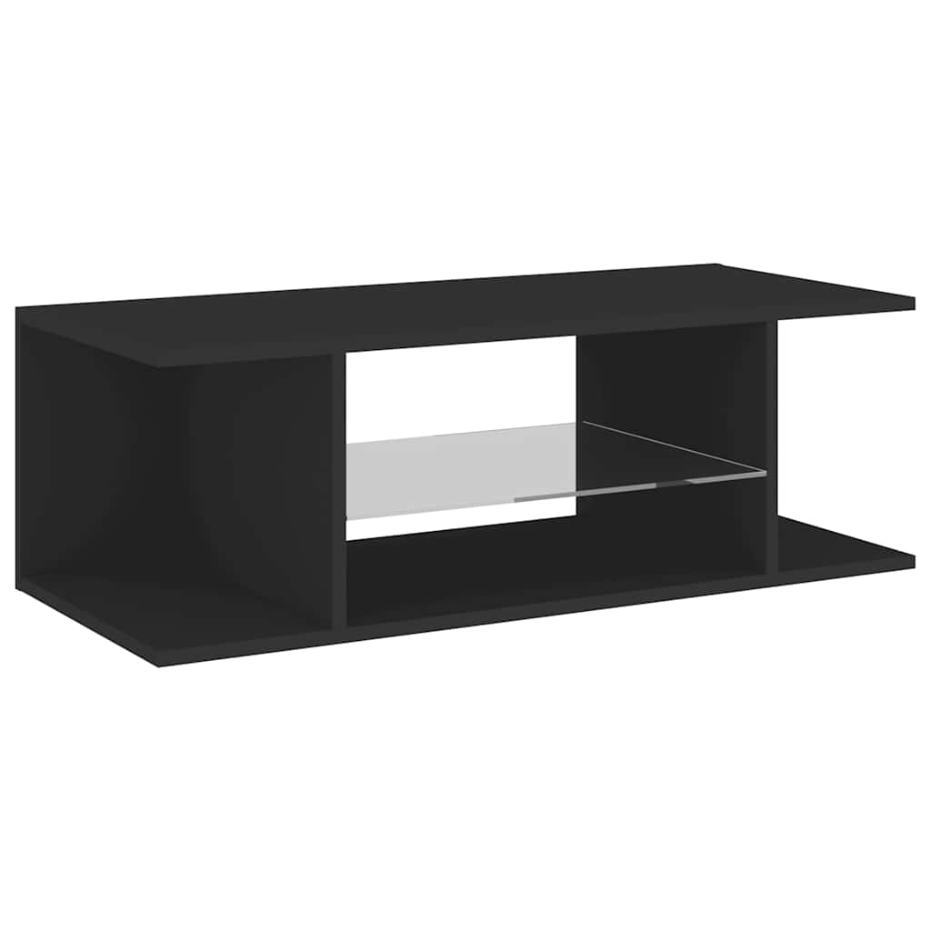 TV Cabinet with LED Lights Black 90x39x30 cm