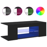 TV Cabinet with LED Lights Black 90x39x30 cm