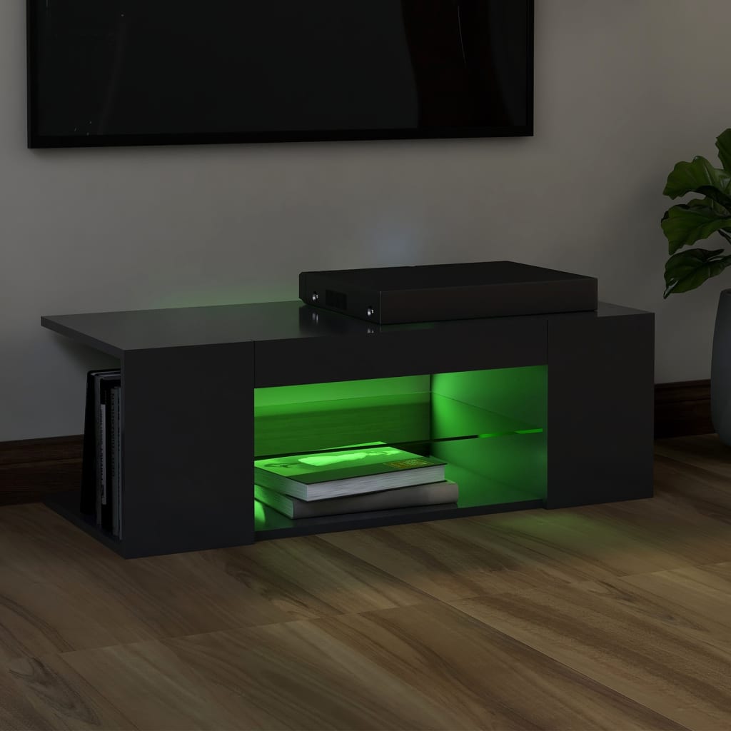 TV Cabinet with LED Lights Grey 90x39x30 cm