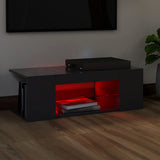 TV Cabinet with LED Lights Grey 90x39x30 cm - Rear View