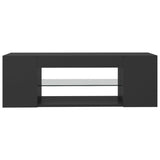 TV Cabinet with LED Lights Grey 90x39x30 cm - Low Angle