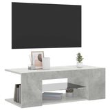 TV Cabinet with LED Lights Concrete Grey 90x39x30 cm - Side View