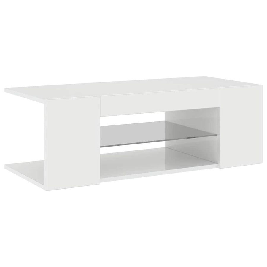 TV Cabinet with LED Lights High Gloss White 90x39x30 cm