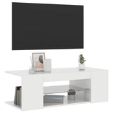 TV Cabinet with LED Lights High Gloss White 90x39x30 cm - Side View