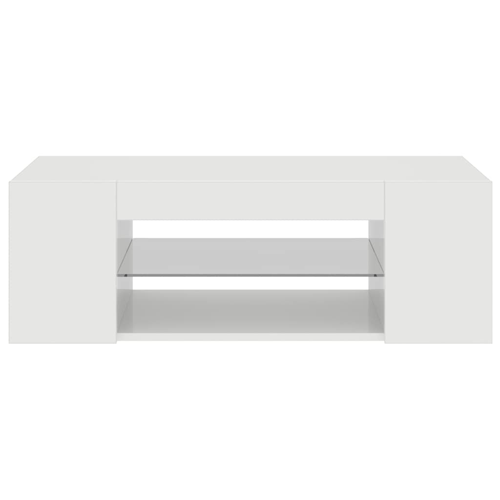 TV Cabinet with LED Lights High Gloss White 90x39x30 cm