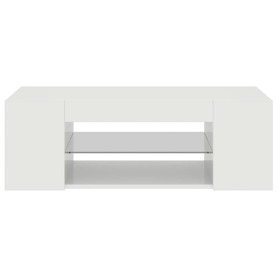 TV Cabinet with LED Lights High Gloss White 90x39x30 cm