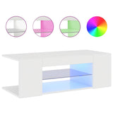 TV Cabinet with LED Lights High Gloss White 90x39x30 cm