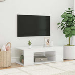 TV Cabinet with LED Lights High Gloss White 90x39x30 cm