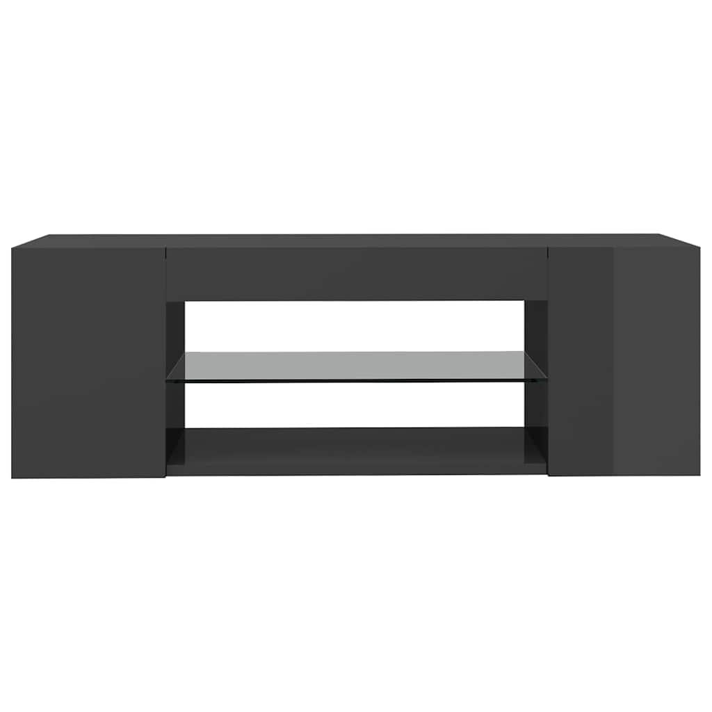 TV Cabinet with LED Lights High Gloss Grey 90x39x30 cm