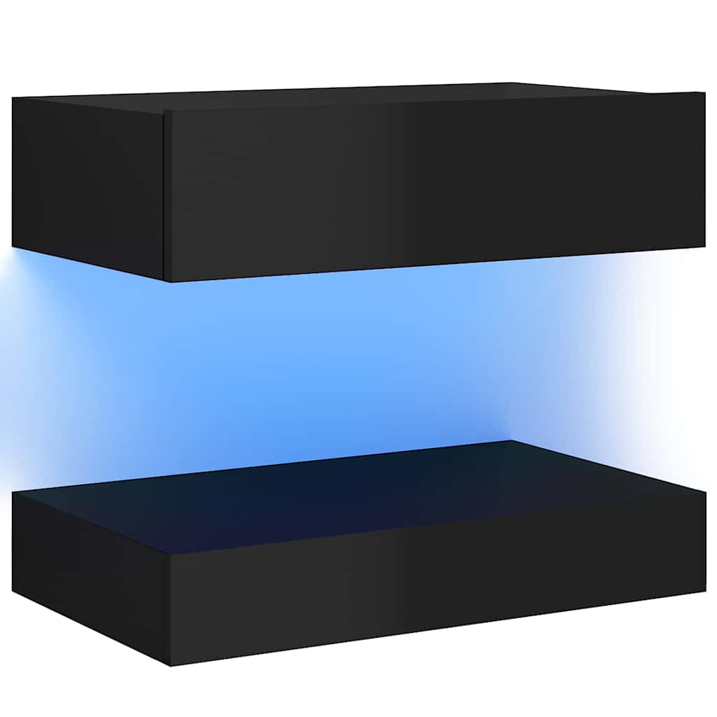 TV Cabinet with LED Lights High Gloss Black 60x35 cm