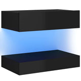 TV Cabinet with LED Lights High Gloss Black 60x35 cm