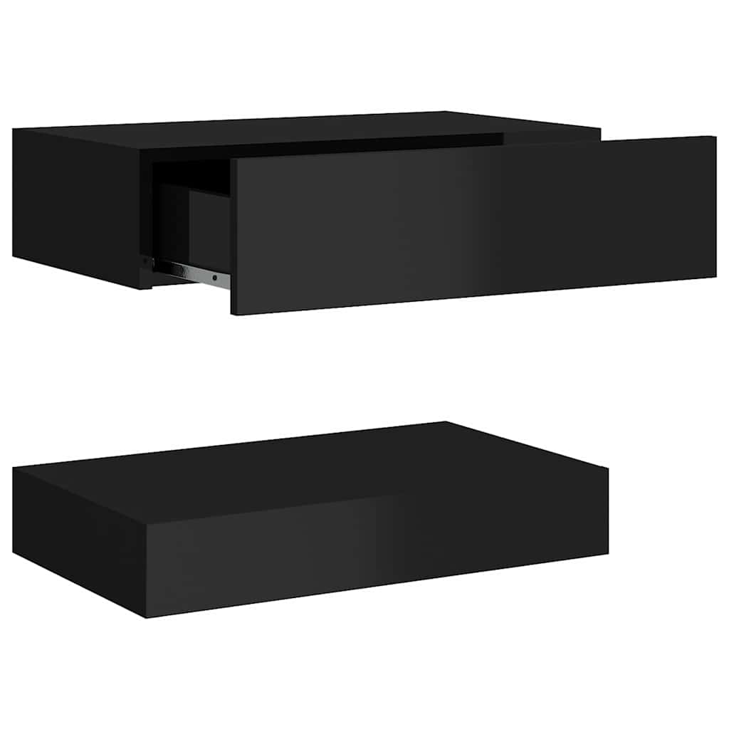 TV Cabinet with LED Lights High Gloss Black 60x35 cm