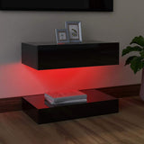 TV Cabinet with LED Lights High Gloss Black 60x35 cm