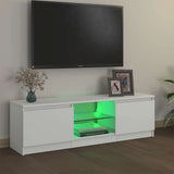 TV Cabinet with LED Lights White 120x30x36 cm - Top-Down View