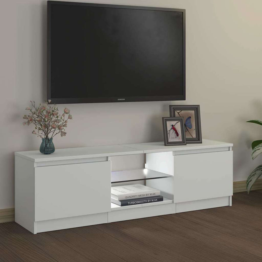 TV Cabinet with LED Lights White 120x30x36 cm