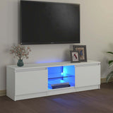 TV Cabinet with LED Lights White 120x30x36 cm - Rear View