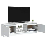 TV Cabinet with LED Lights White 120x30x36 cm - Close-Up Angle