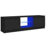 TV Cabinet with LED Lights Black 120x30x36 cm - Front View