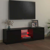 TV Cabinet with LED Lights Black 120x30x36 cm - Side View