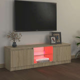 TV Cabinet with LED Lights Sonoma Oak 120x30x36 cm - Side View