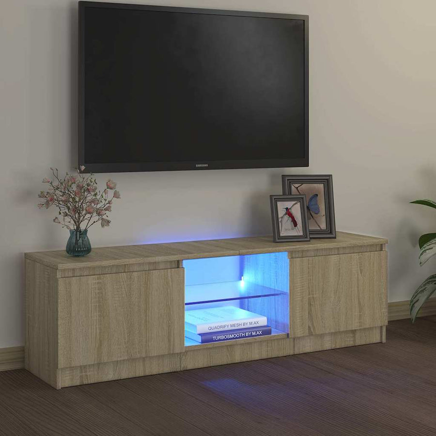 TV Cabinet with LED Lights Sonoma Oak 120x30x36 cm