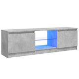 TV Cabinet with LED Lights Concrete Grey 120x30x36 cm - Front View