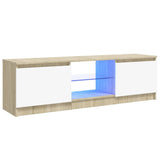 TV Cabinet with LED Lights White and Sonoma Oak 120x30x36 cm