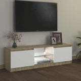 TV Cabinet with LED Lights White and Sonoma Oak 120x30x36 cm