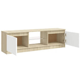 TV Cabinet with LED Lights White and Sonoma Oak 120x30x36 cm