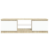 TV Cabinet with LED Lights White and Sonoma Oak 120x30x36 cm