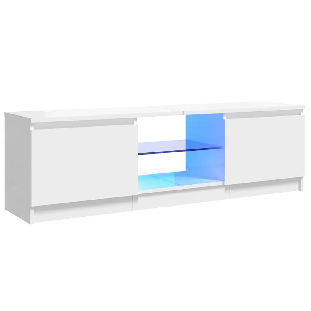 TV Cabinet with LED Lights High Gloss White 120x30x36 cm