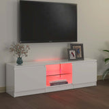 TV Cabinet with LED Lights High Gloss White 120x30x36 cm