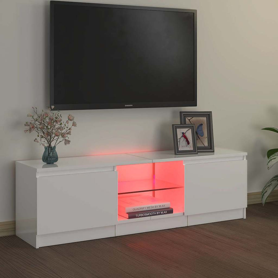 TV Cabinet with LED Lights High Gloss White 120x30x36 cm