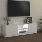 TV Cabinet with LED Lights High Gloss White 120x30x36 cm - 45-Degree Angle
