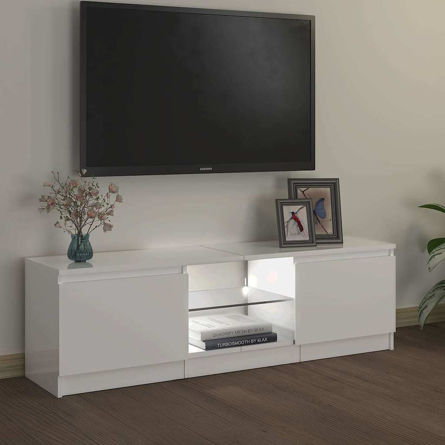 TV Cabinet with LED Lights High Gloss White 120x30x36 cm