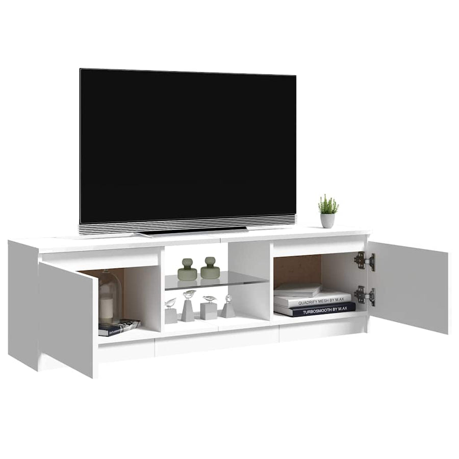 TV Cabinet with LED Lights High Gloss White 120x30x36 cm