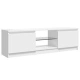 TV Cabinet with LED Lights High Gloss White 120x30x36 cm - Close-Up Angle