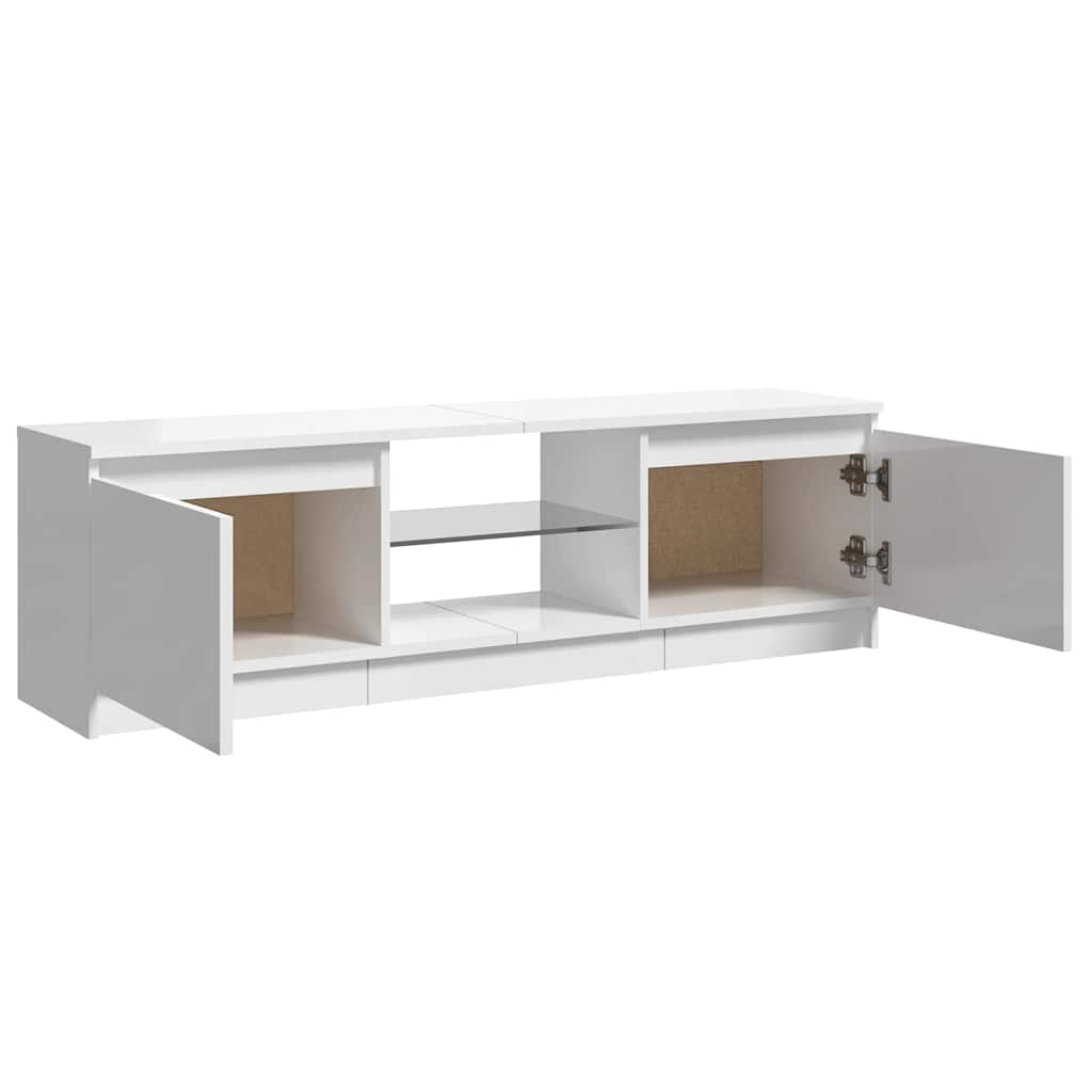 TV Cabinet with LED Lights High Gloss White 120x30x36 cm