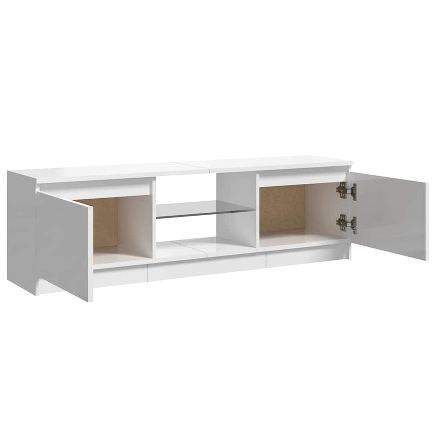 TV Cabinet with LED Lights High Gloss White 120x30x36 cm