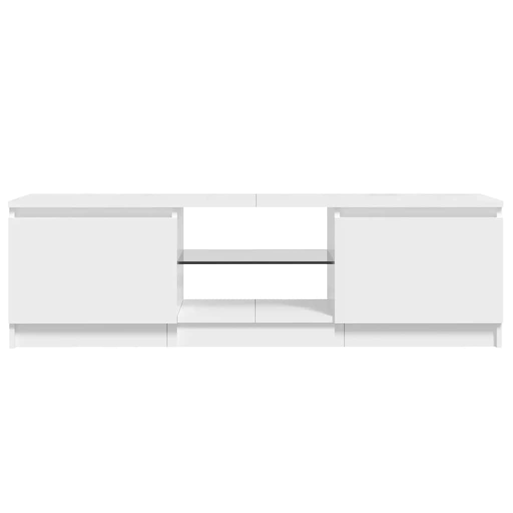 TV Cabinet with LED Lights High Gloss White 120x30x36 cm