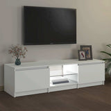 TV Cabinet with LED Lights White 140x40x36 cm - Top-Down View