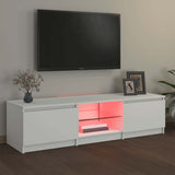 TV Cabinet with LED Lights White 140x40x36 cm - 45-Degree Angle