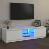 TV Cabinet with LED Lights White 140x40x36 cm - Rear View