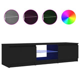 TV Cabinet with LED Lights Black 140x40x36 cm - Front View
