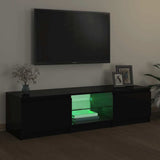 TV Cabinet with LED Lights Black 140x40x36 cm - Side View