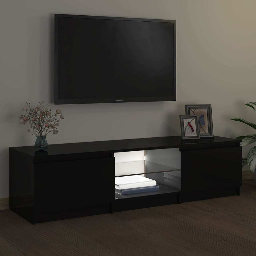 TV Cabinet with LED Lights Black 140x40x36 cm