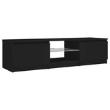 TV Cabinet with LED Lights Black 140x40x36 cm - Close-Up Angle