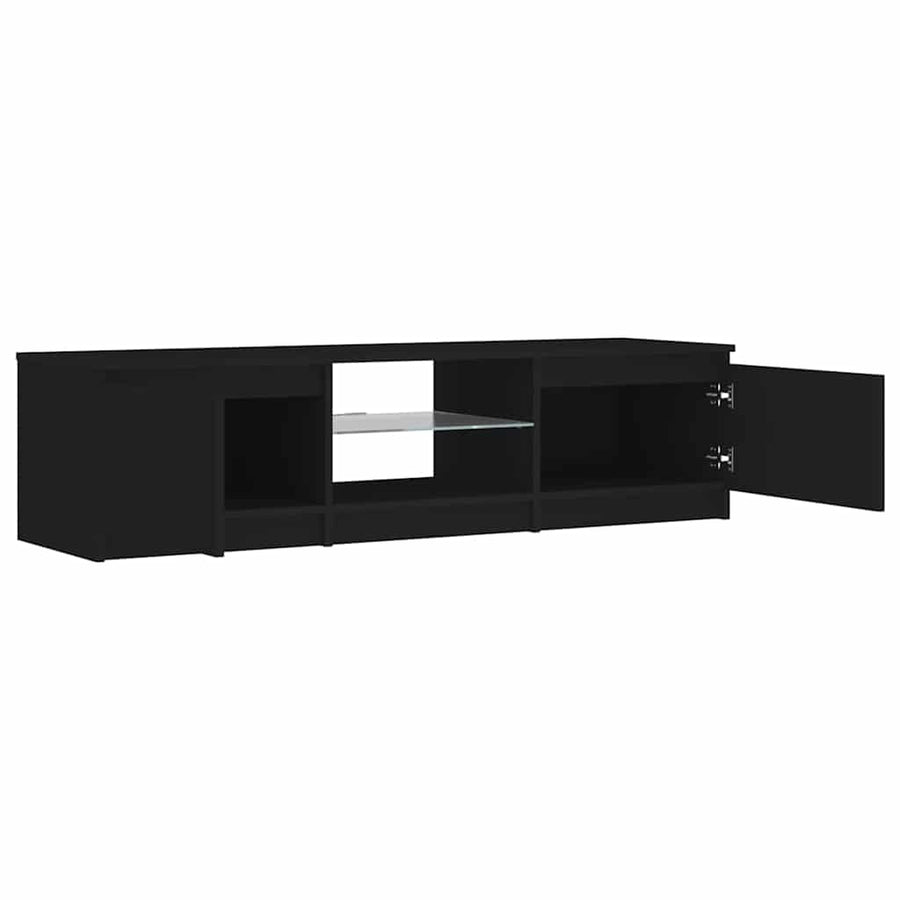 TV Cabinet with LED Lights Black 140x40x36 cm